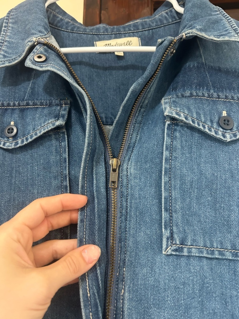 Madewell Blue Denim Zippered Shirt/Jacket - Picture 3 of 6